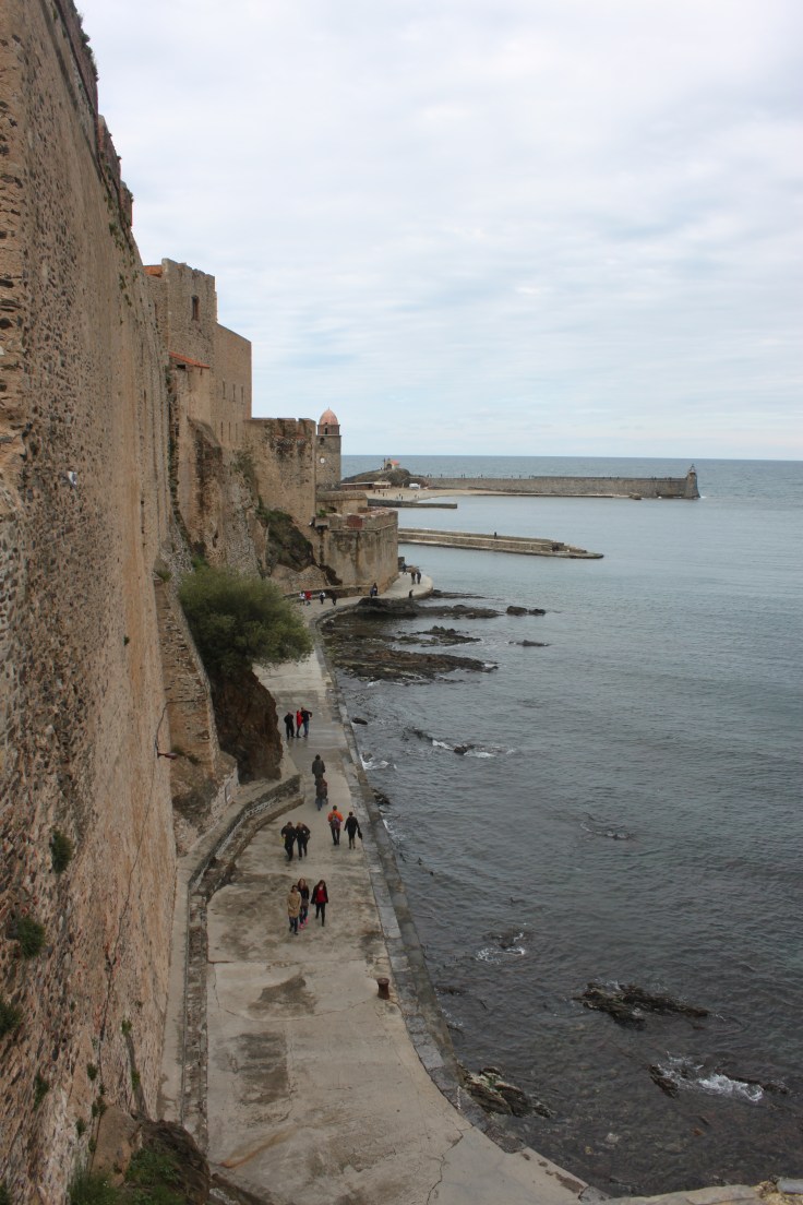 This path around the castle connects the two halves of Collioure.